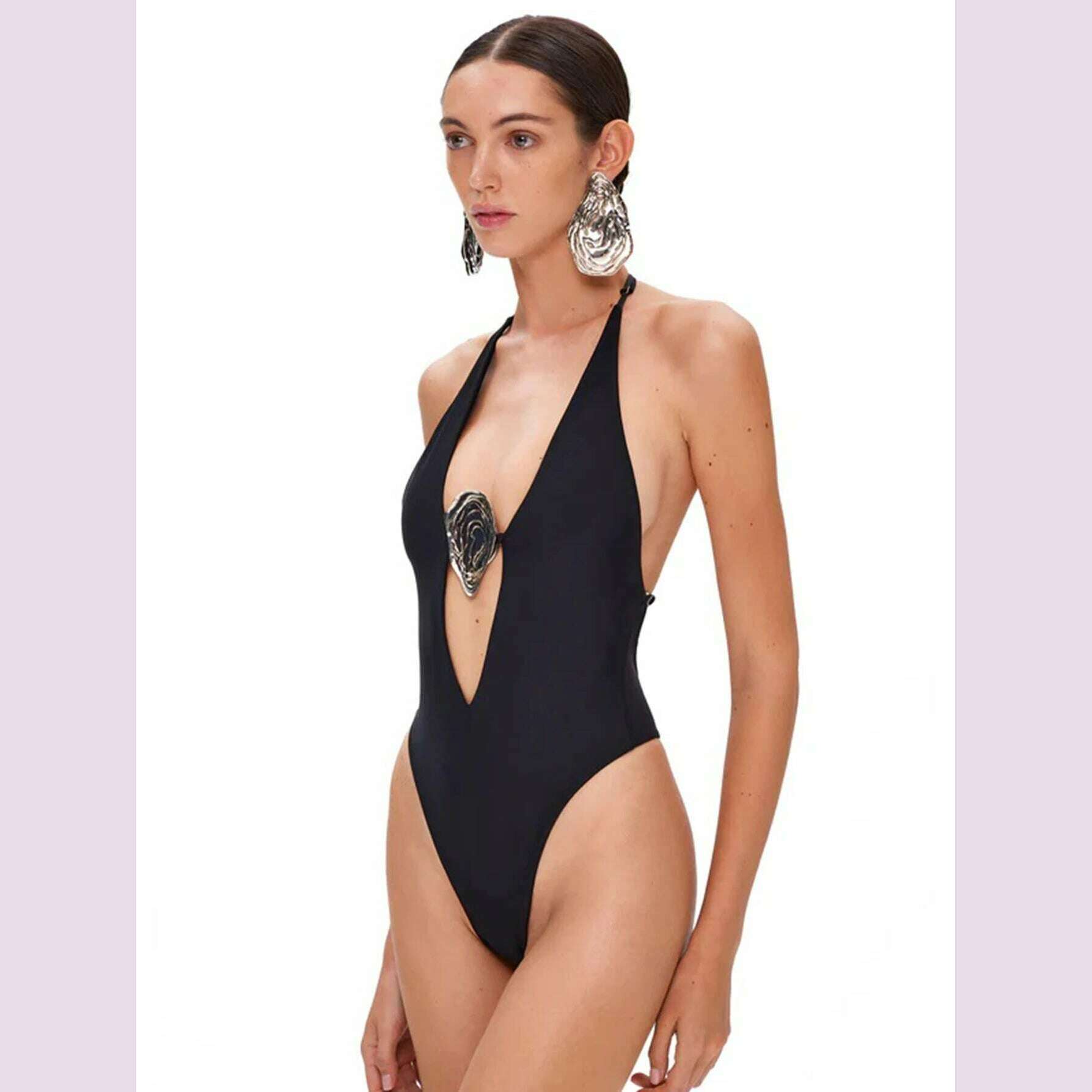 Sexy Deep V Neck Swimsuit With Skirt Women 2 Pcs Suits 2025 High Leg Backless Swimwear Fashion Female Holiday Beachwear Outfits - KIMLUD