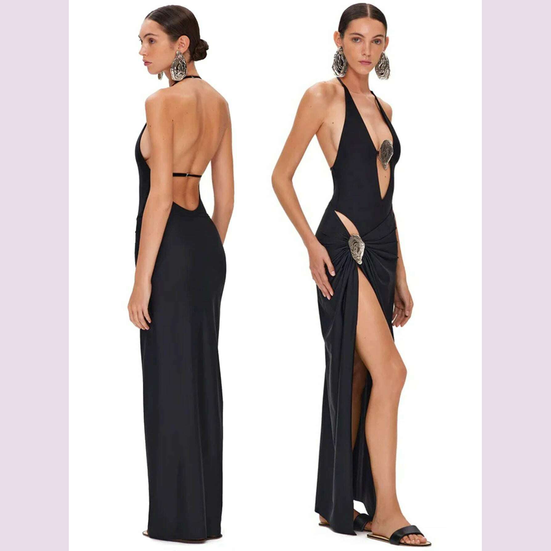 Sexy Deep V Neck Swimsuit With Skirt Women 2 Pcs Suits 2025 High Leg Backless Swimwear Fashion Female Holiday Beachwear Outfits - KIMLUD