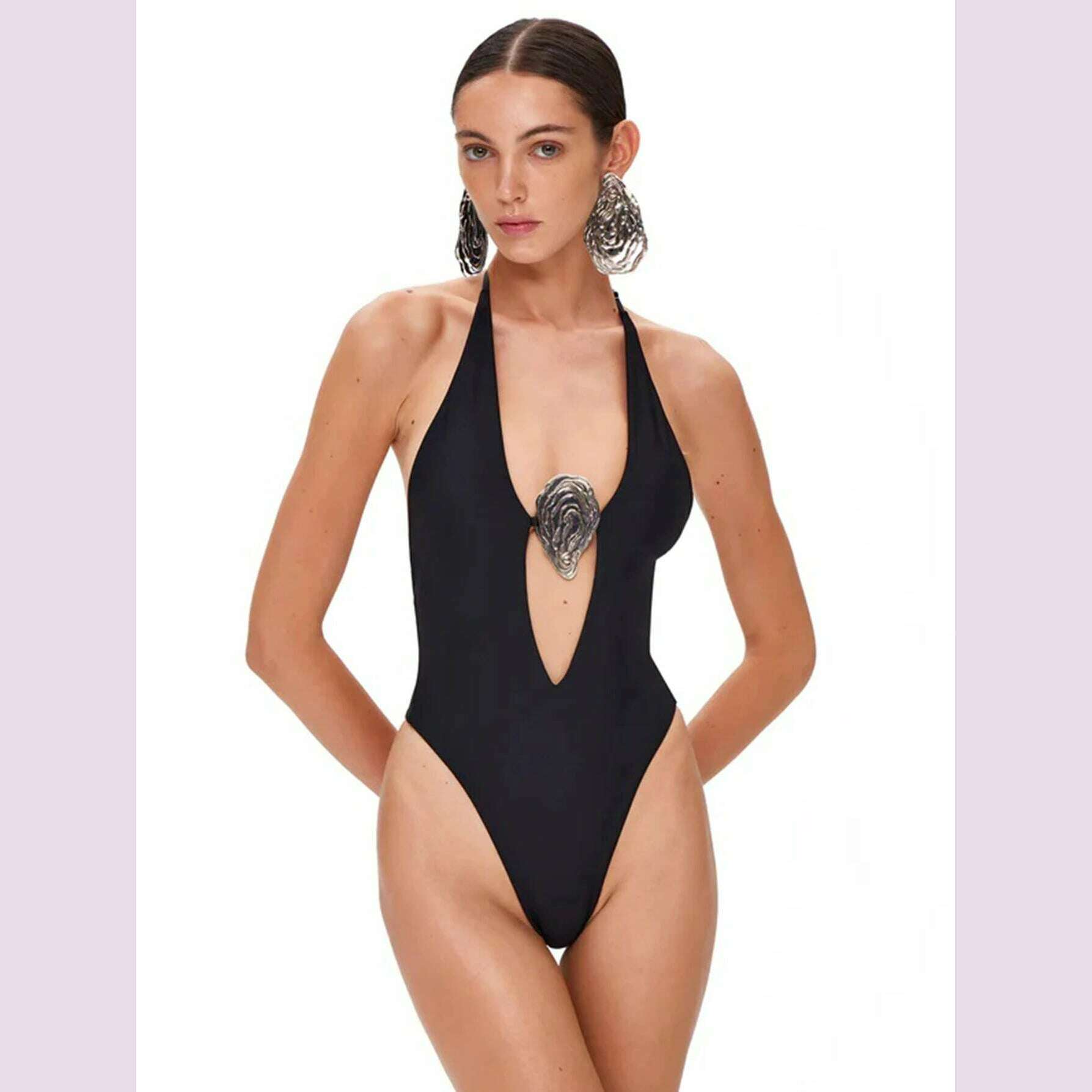 Sexy Deep V Neck Swimsuit With Skirt Women 2 Pcs Suits 2025 High Leg Backless Swimwear Fashion Female Holiday Beachwear Outfits - KIMLUD
