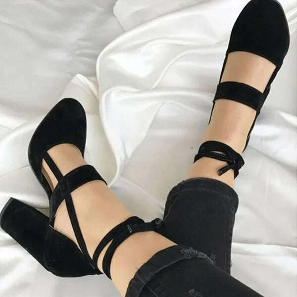 KIMLUD, Sexy Heeled Sandal High Heels Sandals Women Femme Gladiator Summer Party Wedding Shoes Women Thick Heels Zapatos De Muje, Black / 43, KIMLUD APPAREL - Womens Clothes