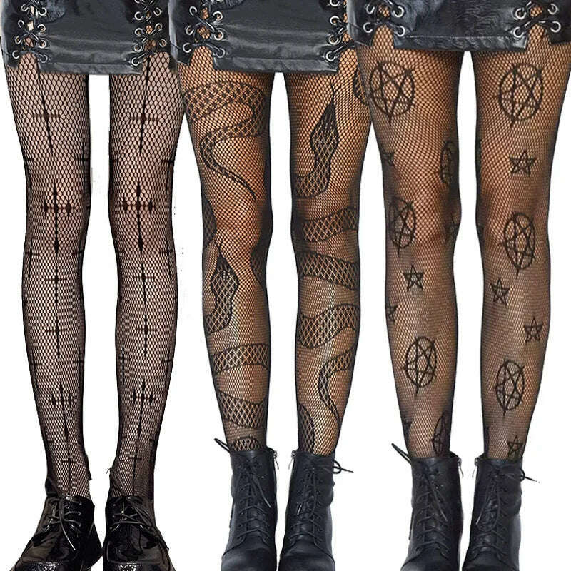 Sexy Women's Leopard Print Mesh Fishnet Net Pantyhose Stockings Party Tights Socks Stockings Lolita JK G Tights Gothic Clothes - KIMLUD