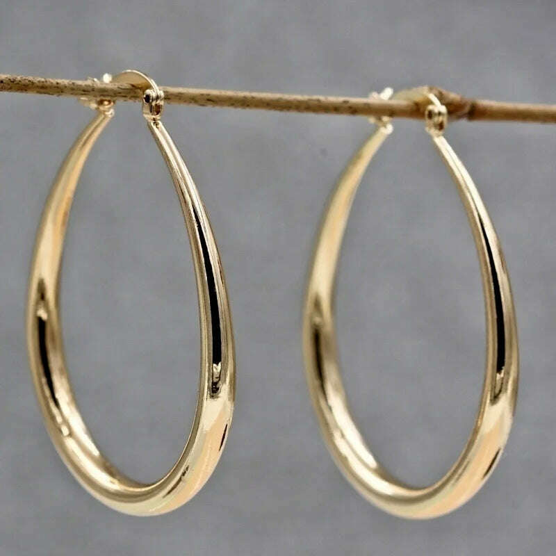 Shine Gold Color Women Earrings Fashion Smooth Hoop Earrings for Women Engagement Wedding Jewelry Gift - KIMLUD