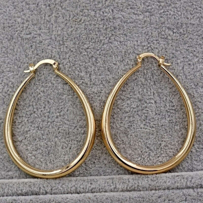 Shine Gold Color Women Earrings Fashion Smooth Hoop Earrings for Women Engagement Wedding Jewelry Gift - KIMLUD