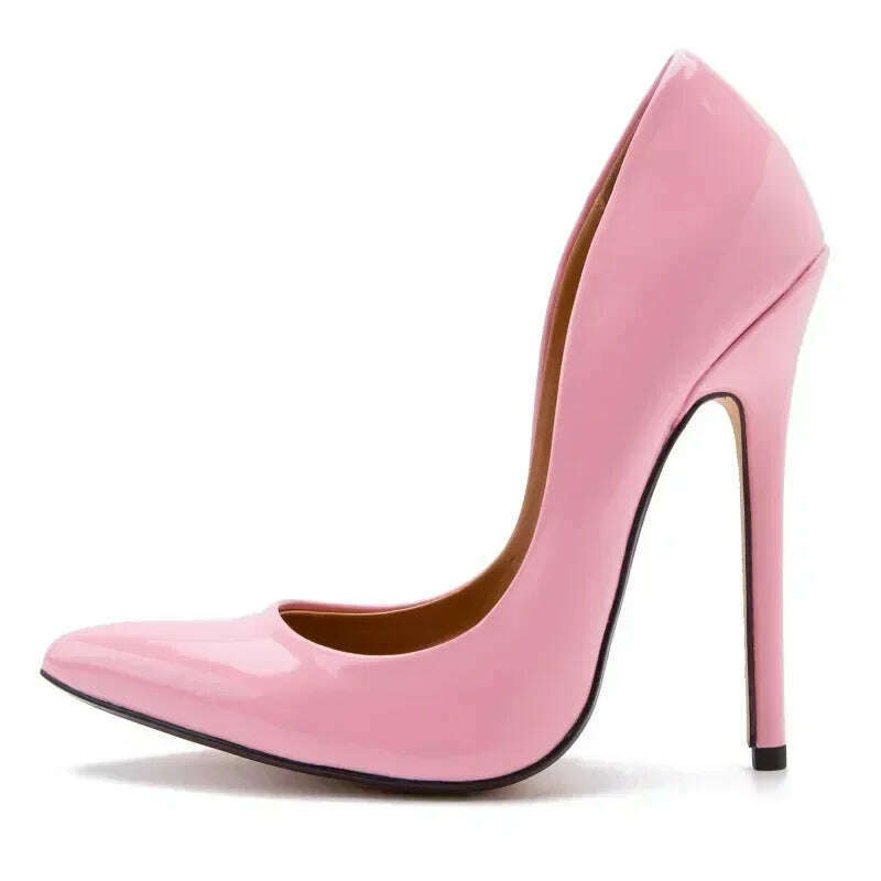 KIMLUD, Shoes Designer New Women Pumps Fashion Pointed Toe Patent Leather 14CM Thin Heels Novelty Modern Sandals Fashion Women's Shoes, KIMLUD Womens Clothes