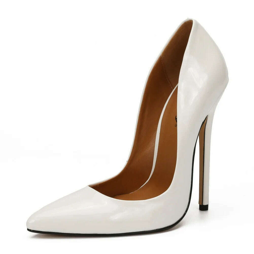 KIMLUD, Shoes Designer New Women Pumps Fashion Pointed Toe Patent Leather 14CM Thin Heels Novelty Modern Sandals Fashion Women's Shoes, KIMLUD Womens Clothes