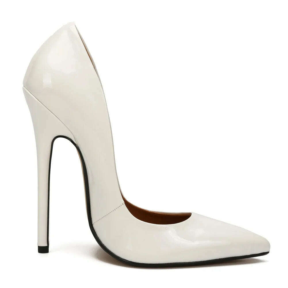 KIMLUD, Shoes Designer New Women Pumps Fashion Pointed Toe Patent Leather 14CM Thin Heels Novelty Modern Sandals Fashion Women's Shoes, KIMLUD Womens Clothes