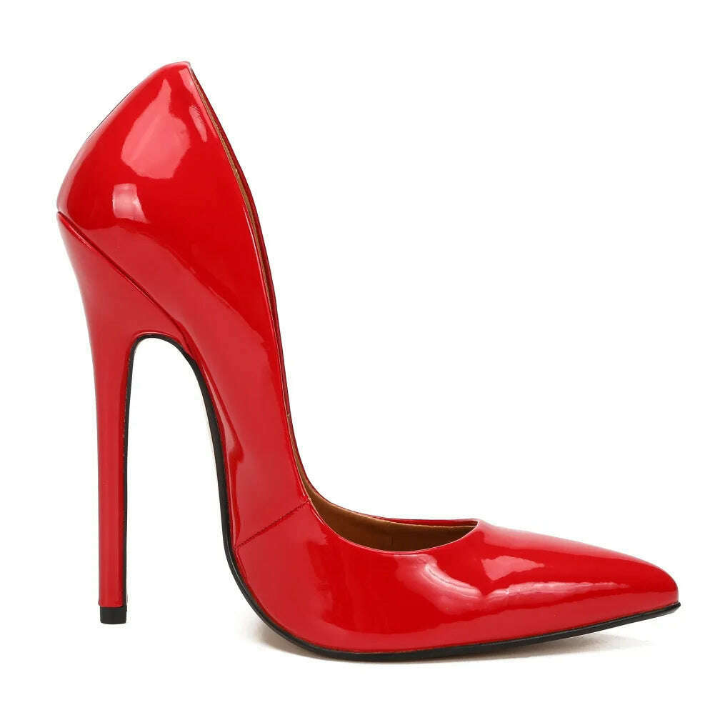 KIMLUD, Shoes Designer New Women Pumps Fashion Pointed Toe Patent Leather 14CM Thin Heels Novelty Modern Sandals Fashion Women's Shoes, KIMLUD Womens Clothes