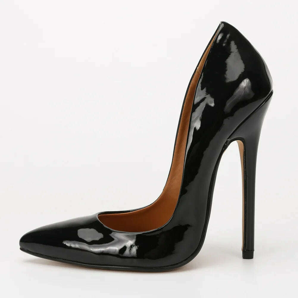 KIMLUD, Shoes Designer New Women Pumps Fashion Pointed Toe Patent Leather 14CM Thin Heels Novelty Modern Sandals Fashion Women's Shoes, KIMLUD Womens Clothes