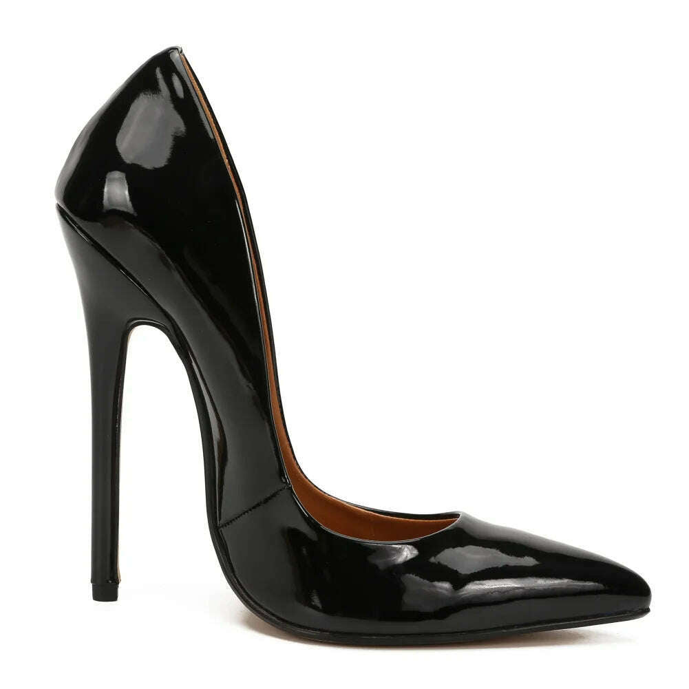KIMLUD, Shoes Designer New Women Pumps Fashion Pointed Toe Patent Leather 14CM Thin Heels Novelty Modern Sandals Fashion Women's Shoes, KIMLUD Womens Clothes