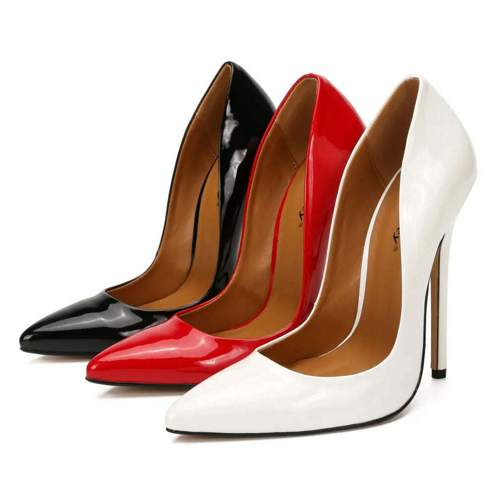 KIMLUD, Shoes Designer New Women Pumps Fashion Pointed Toe Patent Leather 14CM Thin Heels Novelty Modern Sandals Fashion Women's Shoes, KIMLUD Womens Clothes
