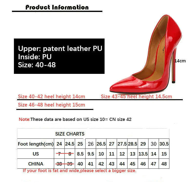 KIMLUD, Shoes Designer New Women Pumps Fashion Pointed Toe Patent Leather 14CM Thin Heels Novelty Modern Sandals Fashion Women's Shoes, KIMLUD Womens Clothes