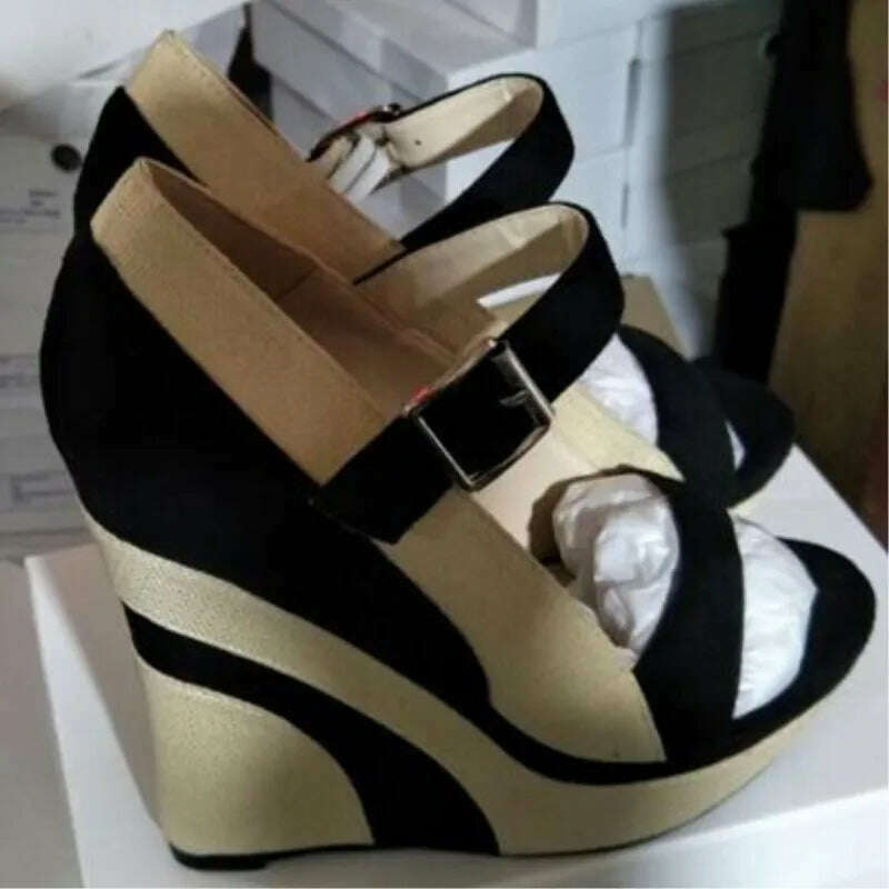 SHOFOO shoes Fashion women's high heels Peep toe pumps Wedge heel Multicolor Heel height about 15cm Lady shoes Fashion show - KIMLUD