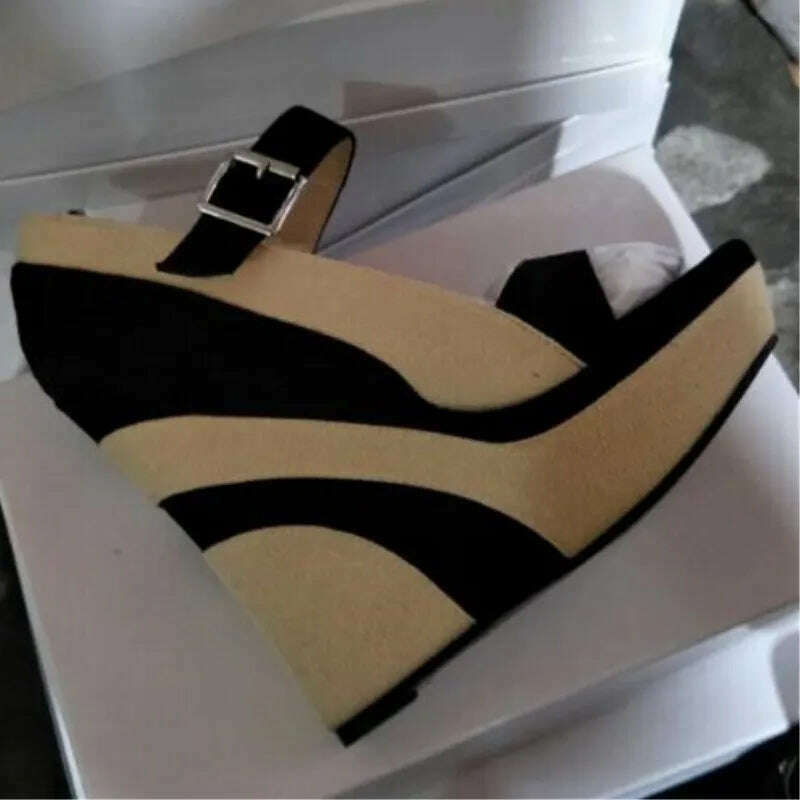 SHOFOO shoes Fashion women's high heels Peep toe pumps Wedge heel Multicolor Heel height about 15cm Lady shoes Fashion show - KIMLUD