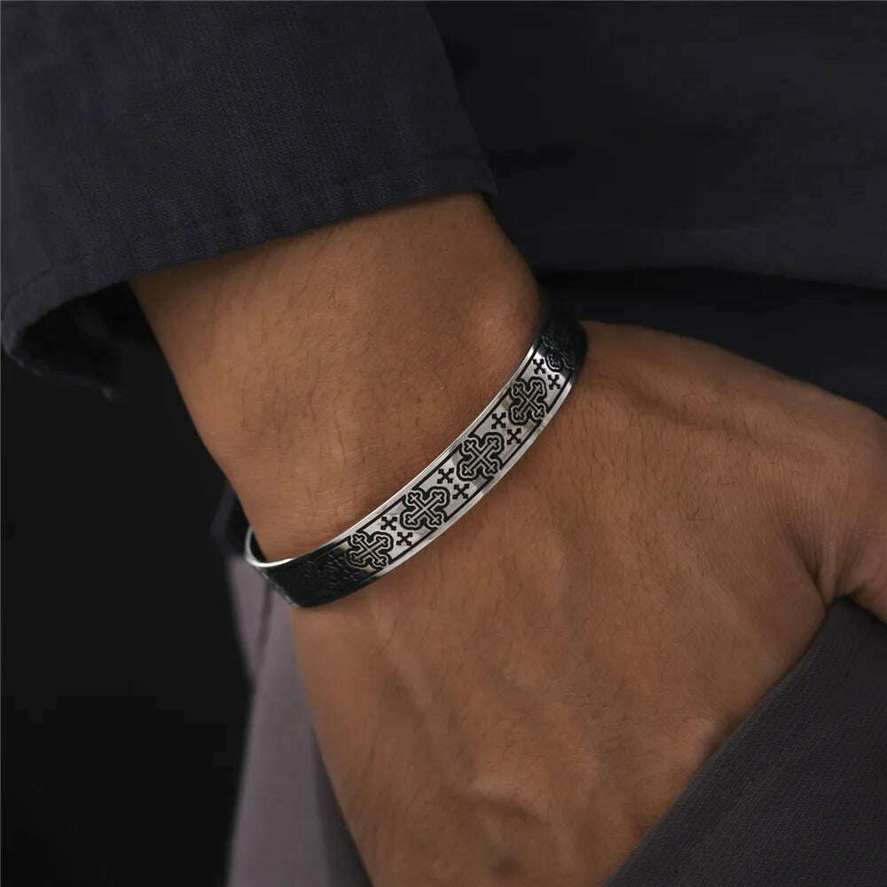 Skyrim Viking Triquetra Cuff Bangle for Women Men Stainless Steel Good Luck Amulet Vintage Celtics Irish Knots Bracelet Jewelry - KIMLUD