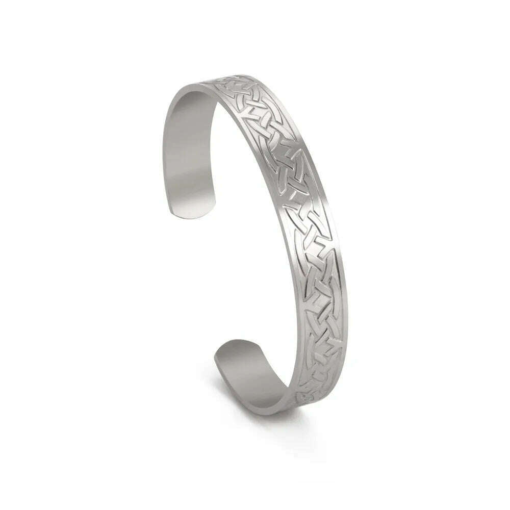 Skyrim Viking Triquetra Cuff Bangle for Women Men Stainless Steel Good Luck Amulet Vintage Celtics Irish Knots Bracelet Jewelry - KIMLUD