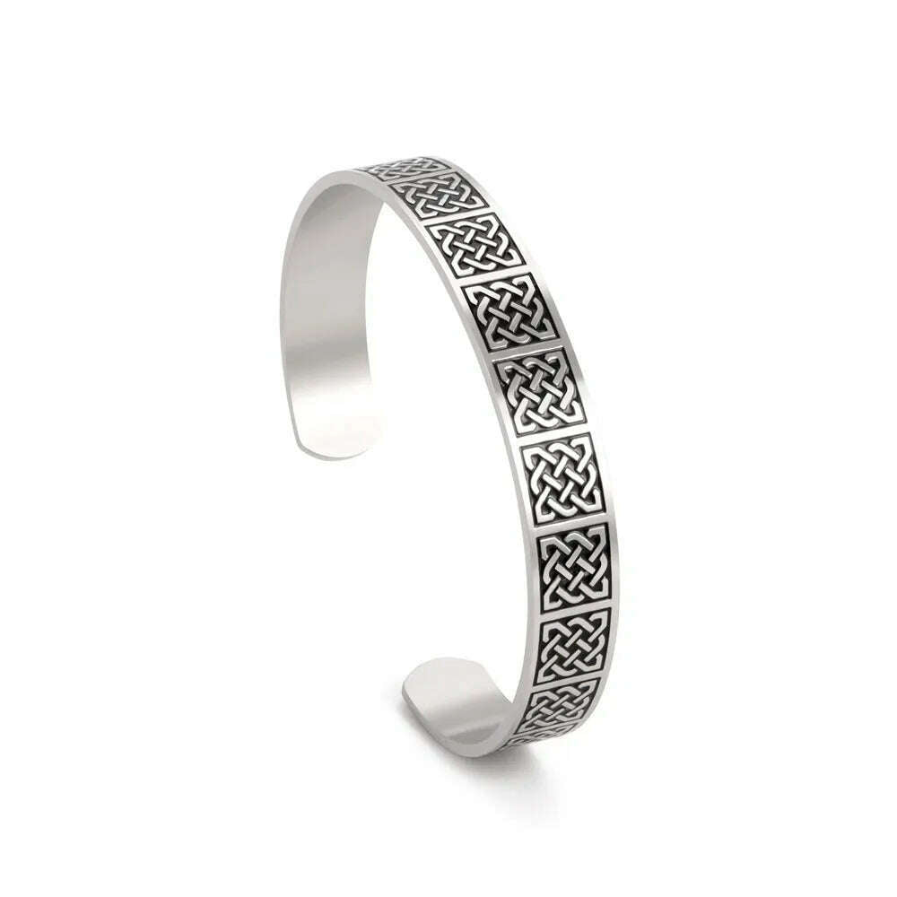 Skyrim Viking Triquetra Cuff Bangle for Women Men Stainless Steel Good Luck Amulet Vintage Celtics Irish Knots Bracelet Jewelry - KIMLUD