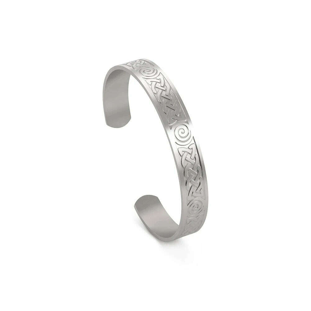 Skyrim Viking Triquetra Cuff Bangle for Women Men Stainless Steel Good Luck Amulet Vintage Celtics Irish Knots Bracelet Jewelry - KIMLUD