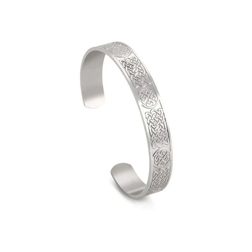Skyrim Viking Triquetra Cuff Bangle for Women Men Stainless Steel Good Luck Amulet Vintage Celtics Irish Knots Bracelet Jewelry - KIMLUD