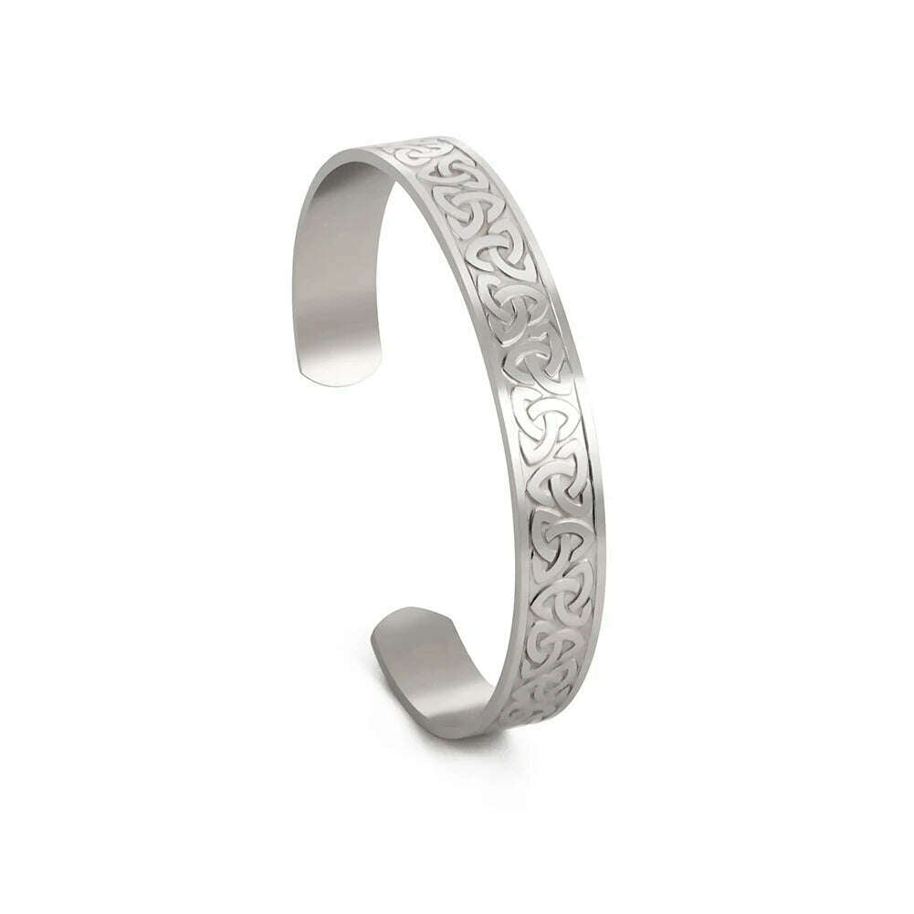Skyrim Viking Triquetra Cuff Bangle for Women Men Stainless Steel Good Luck Amulet Vintage Celtics Irish Knots Bracelet Jewelry - KIMLUD