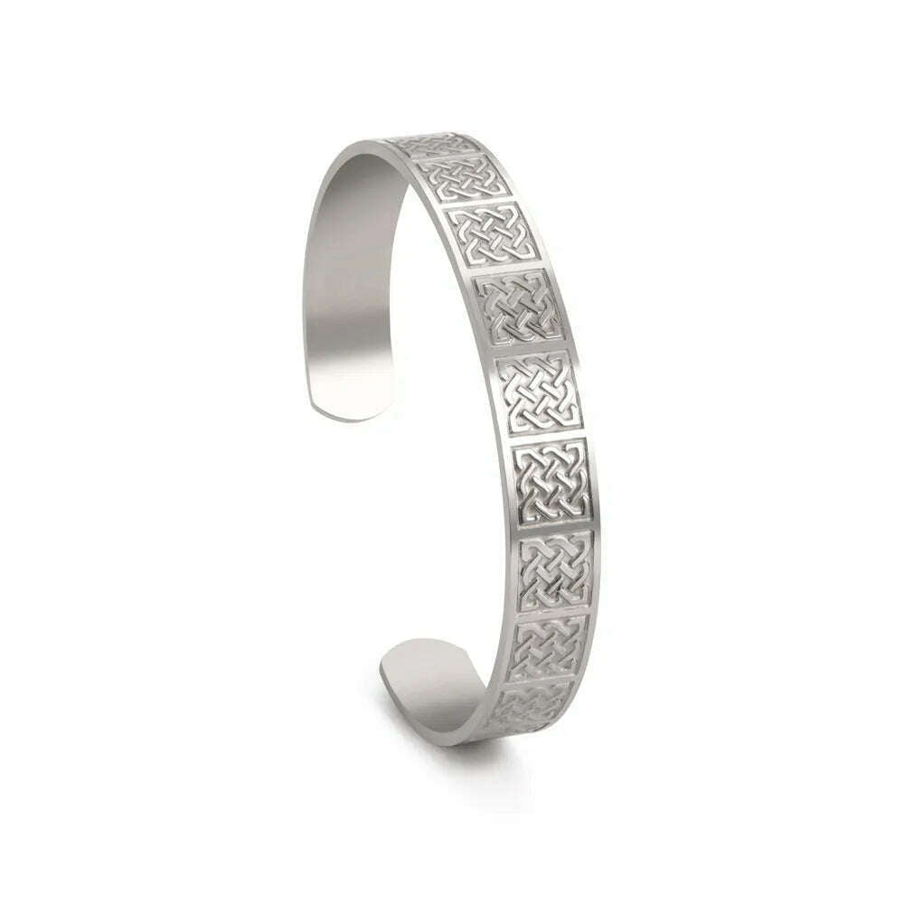 Skyrim Viking Triquetra Cuff Bangle for Women Men Stainless Steel Good Luck Amulet Vintage Celtics Irish Knots Bracelet Jewelry - KIMLUD