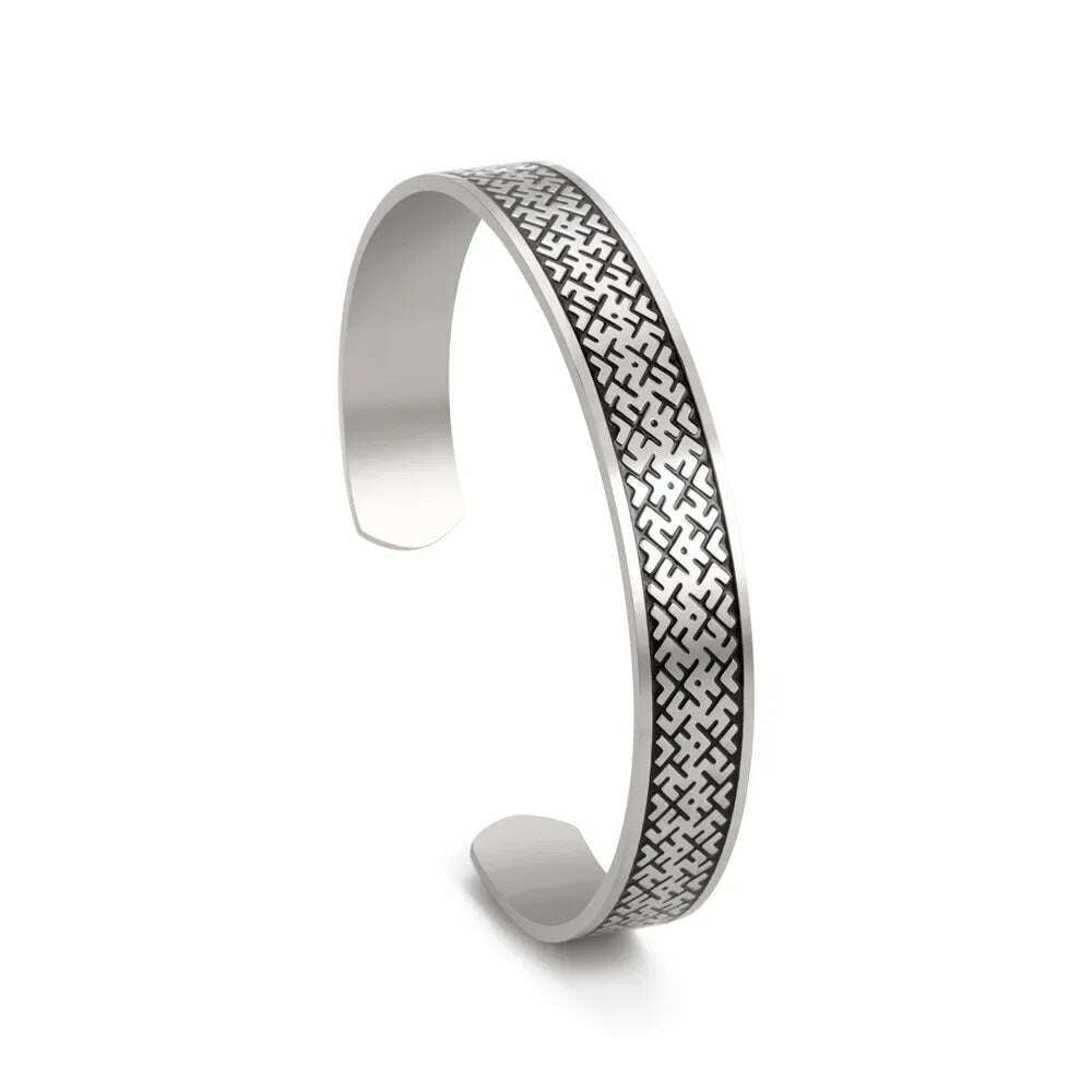 Skyrim Viking Triquetra Cuff Bangle for Women Men Stainless Steel Good Luck Amulet Vintage Celtics Irish Knots Bracelet Jewelry - KIMLUD