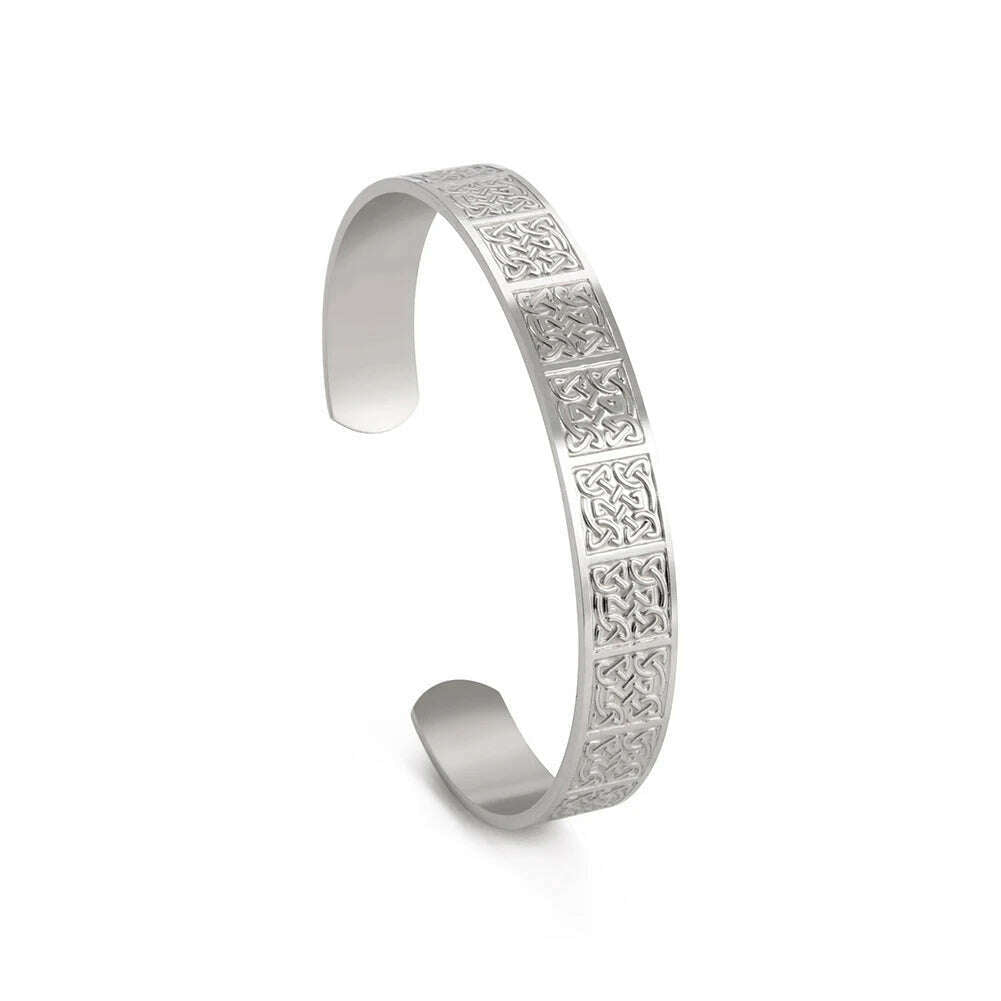 Skyrim Viking Triquetra Cuff Bangle for Women Men Stainless Steel Good Luck Amulet Vintage Celtics Irish Knots Bracelet Jewelry - KIMLUD