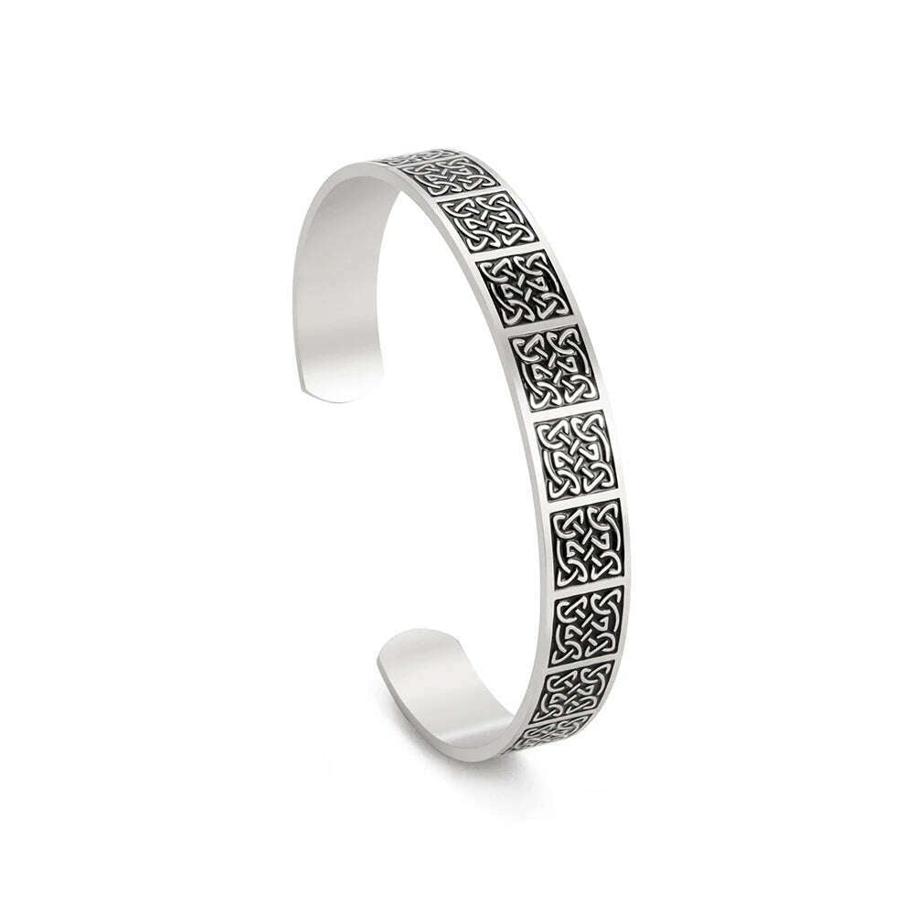 Skyrim Viking Triquetra Cuff Bangle for Women Men Stainless Steel Good Luck Amulet Vintage Celtics Irish Knots Bracelet Jewelry - KIMLUD