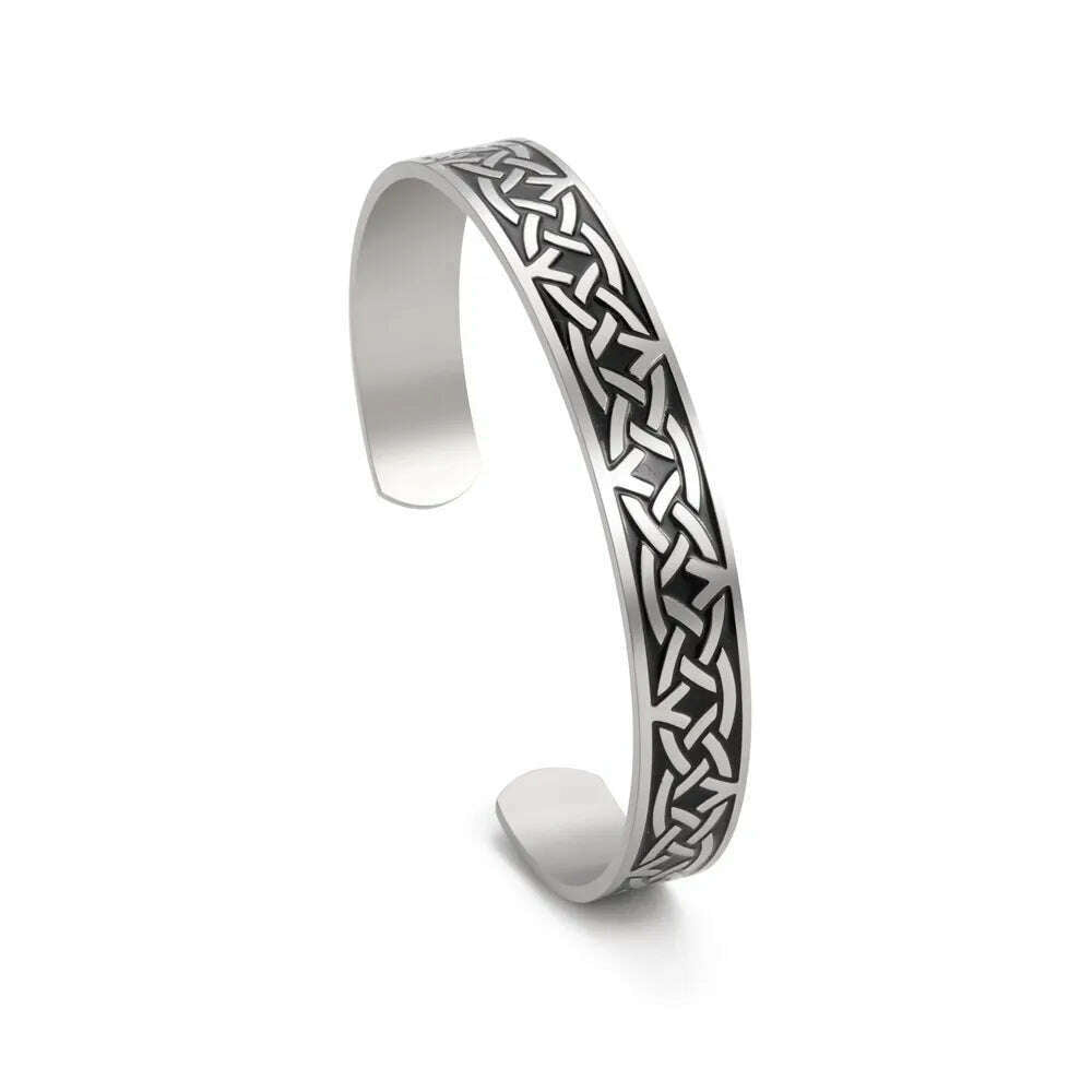 Skyrim Viking Triquetra Cuff Bangle for Women Men Stainless Steel Good Luck Amulet Vintage Celtics Irish Knots Bracelet Jewelry - KIMLUD