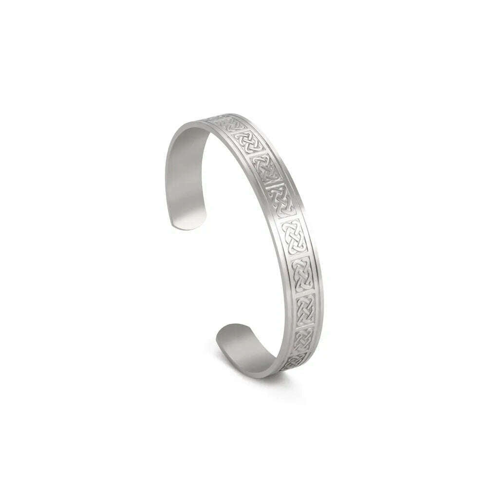 Skyrim Viking Triquetra Cuff Bangle for Women Men Stainless Steel Good Luck Amulet Vintage Celtics Irish Knots Bracelet Jewelry - KIMLUD