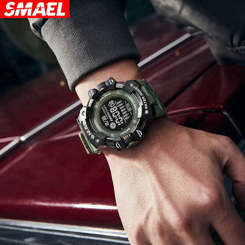 KIMLUD, SMAEL 8050 New Men's Large Dial, Personalized Trendy Camouflage Style Sports Multi-Function Luminous, KIMLUD Womens Clothes