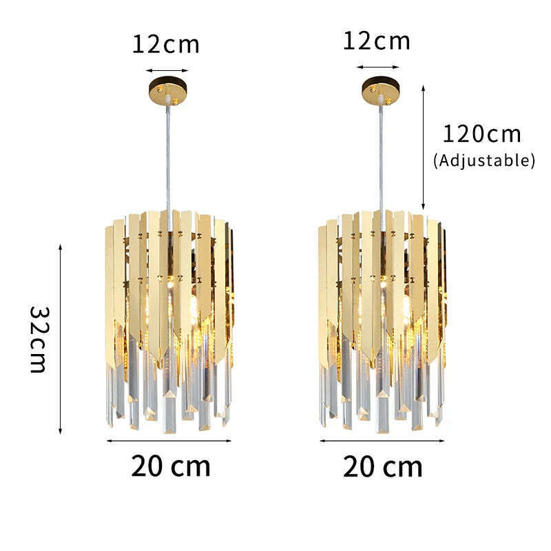 Small Round Gold k9 Crystal Modern Led Chandelier for Living Room Kitchen Dining Room Bedroom Bedside Luxury Indoor Lighting - KIMLUD