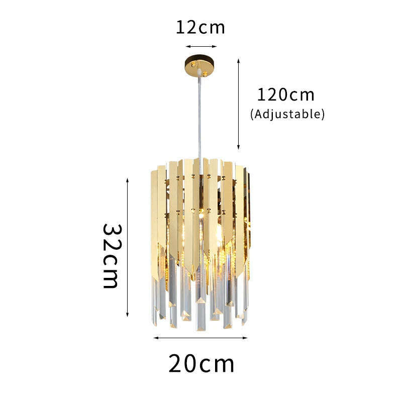 Small Round Gold k9 Crystal Modern Led Chandelier for Living Room Kitchen Dining Room Bedroom Bedside Luxury Indoor Lighting - KIMLUD