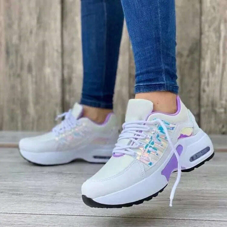 Sneakers Women Luxury Spring Autumn New Lace Up Wedge Platform Sneakers 2023 Outdoor Fashion Air Cushion Casual Running Zapatos - KIMLUD