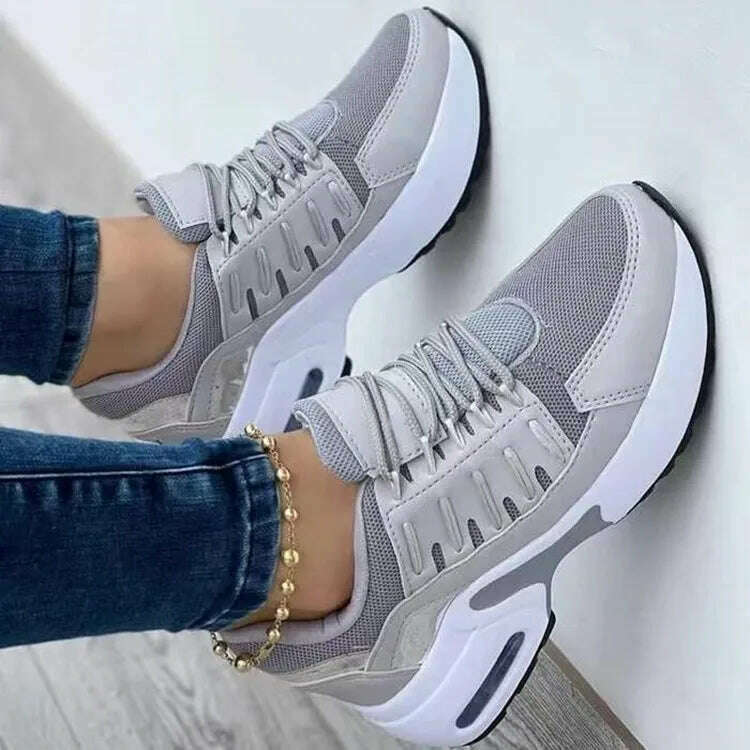 Sneakers Women Luxury Spring Autumn New Lace Up Wedge Platform Sneakers 2023 Outdoor Fashion Air Cushion Casual Running Zapatos - KIMLUD