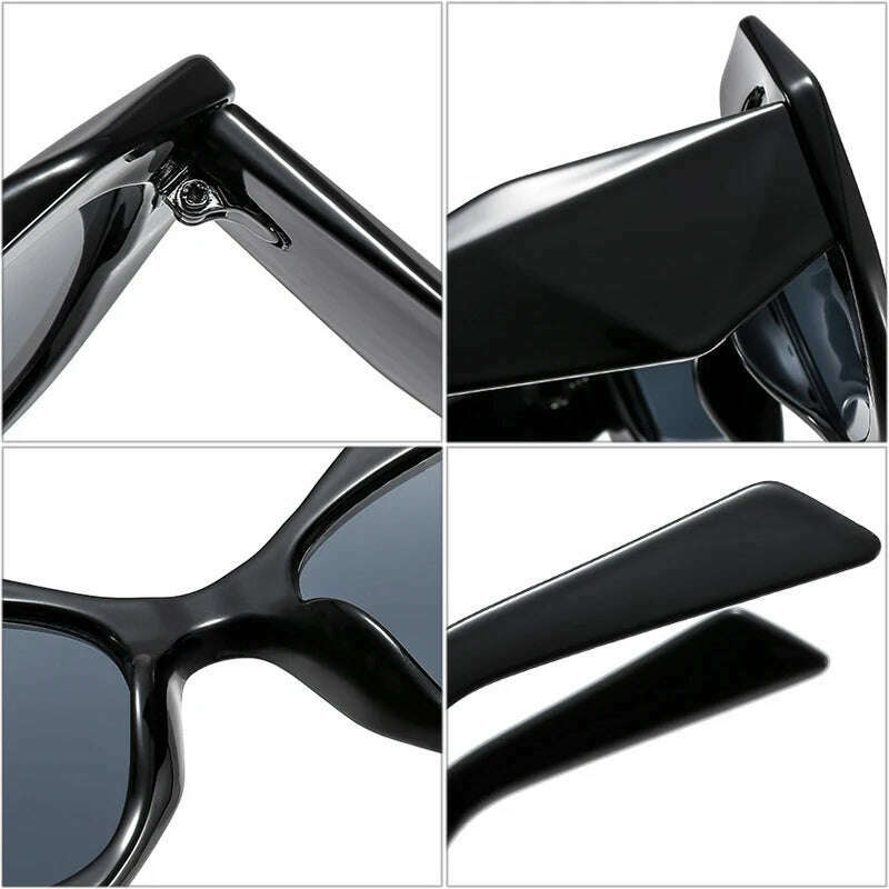 SO&EI Fashion Oversized Polygon Cat Eye Sunglasses Women Retro Colorful Leopard Shades UV400 Men Gradient Sun Glasses - KIMLUD