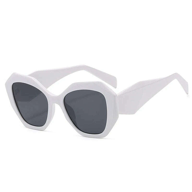 SO&EI Fashion Oversized Polygon Cat Eye Sunglasses Women Retro Colorful Leopard Shades UV400 Men Gradient Sun Glasses - KIMLUD