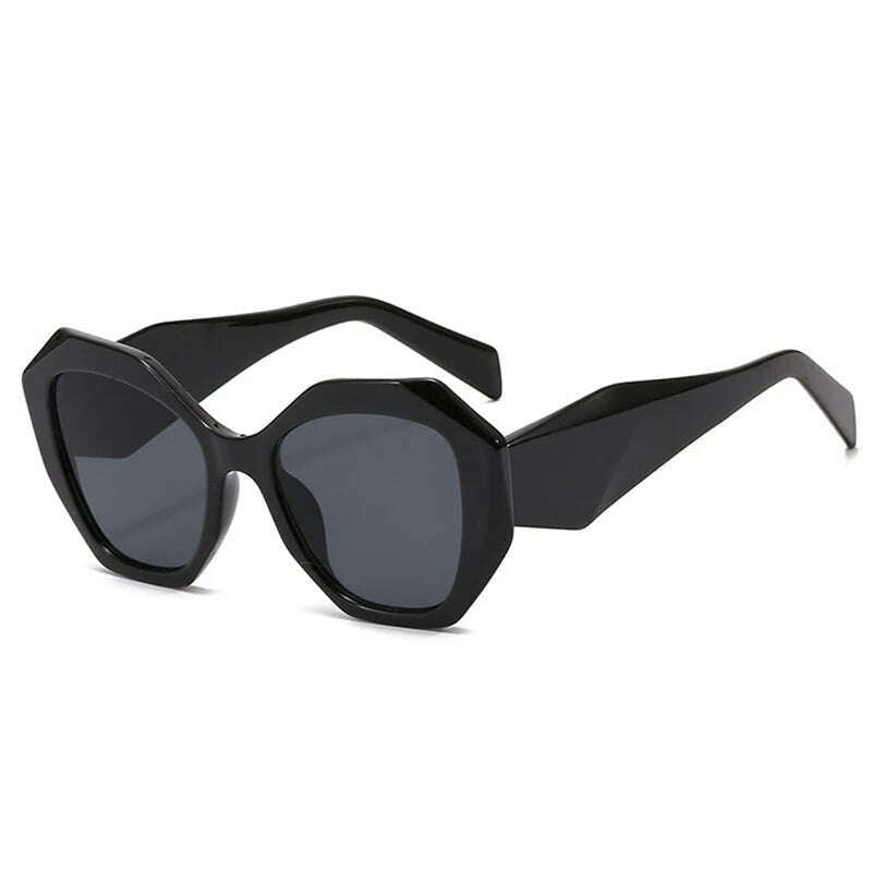 SO&EI Fashion Oversized Polygon Cat Eye Sunglasses Women Retro Colorful Leopard Shades UV400 Men Gradient Sun Glasses - KIMLUD