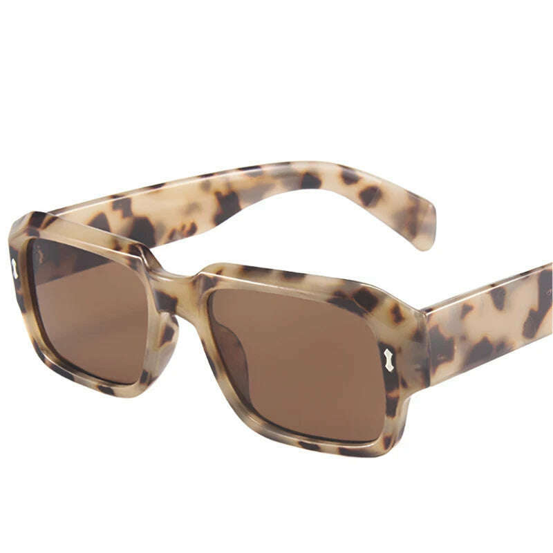 SO&EI Fashion Polygon Square Sunglasses Women Retro Rivets Decoration Jelly Color Shades UV400 Men Trending Gradient Sun Glasses - KIMLUD