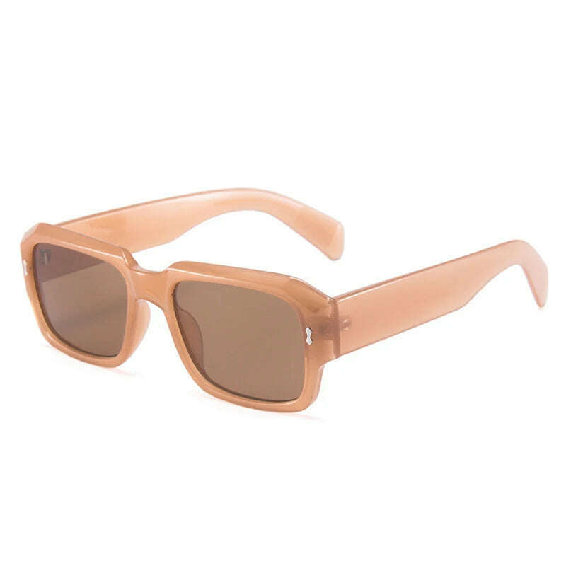 SO&EI Fashion Polygon Square Sunglasses Women Retro Rivets Decoration Jelly Color Shades UV400 Men Trending Gradient Sun Glasses - KIMLUD