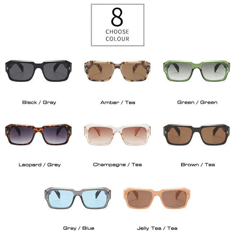 SO&EI Fashion Polygon Square Sunglasses Women Retro Rivets Decoration Jelly Color Shades UV400 Men Trending Gradient Sun Glasses - KIMLUD