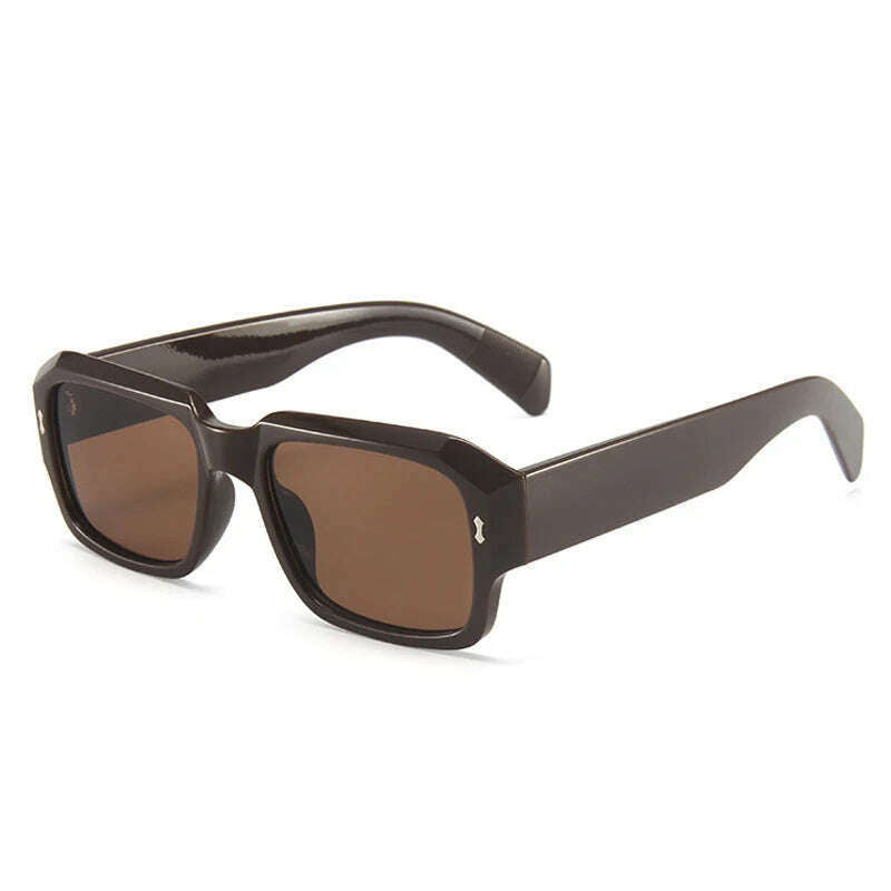 SO&EI Fashion Polygon Square Sunglasses Women Retro Rivets Decoration Jelly Color Shades UV400 Men Trending Gradient Sun Glasses - KIMLUD