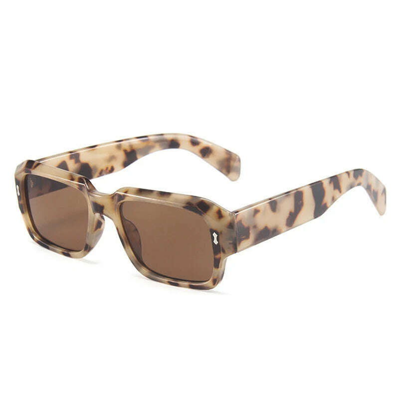 SO&EI Fashion Polygon Square Sunglasses Women Retro Rivets Decoration Jelly Color Shades UV400 Men Trending Gradient Sun Glasses - KIMLUD