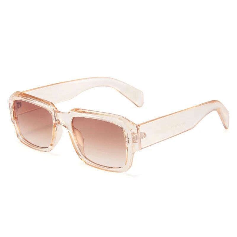 SO&EI Fashion Polygon Square Sunglasses Women Retro Rivets Decoration Jelly Color Shades UV400 Men Trending Gradient Sun Glasses - KIMLUD