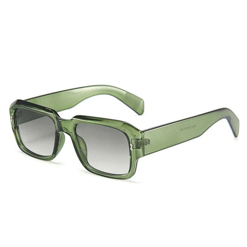 SO&EI Fashion Polygon Square Sunglasses Women Retro Rivets Decoration Jelly Color Shades UV400 Men Trending Gradient Sun Glasses - KIMLUD