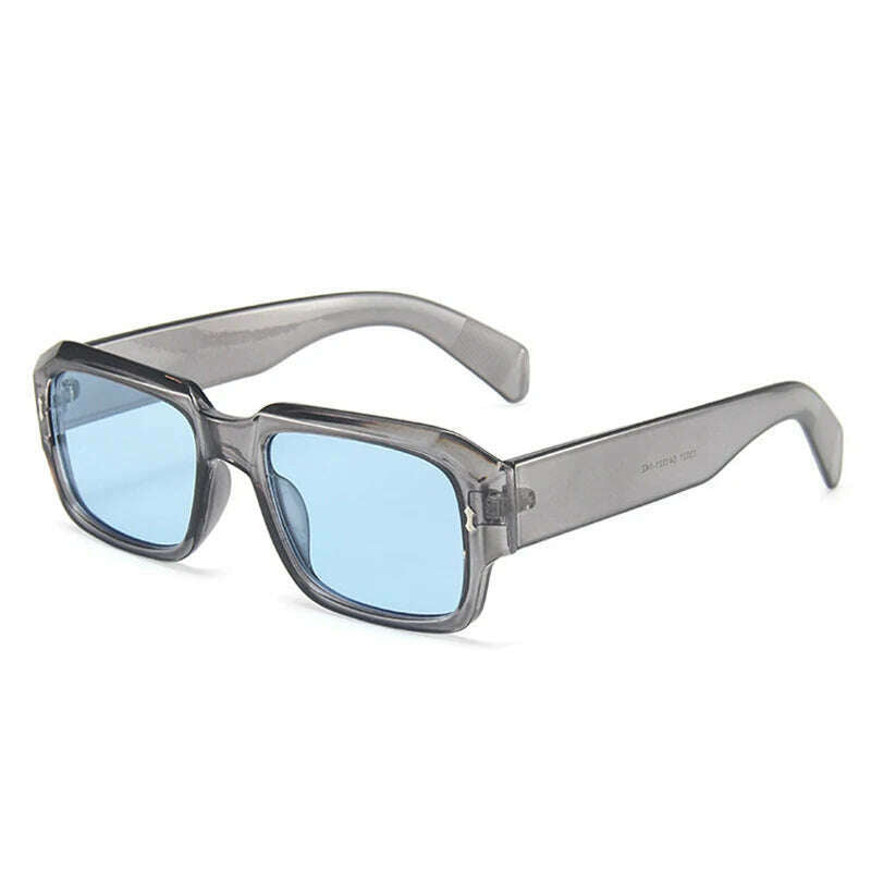 SO&EI Fashion Polygon Square Sunglasses Women Retro Rivets Decoration Jelly Color Shades UV400 Men Trending Gradient Sun Glasses - KIMLUD