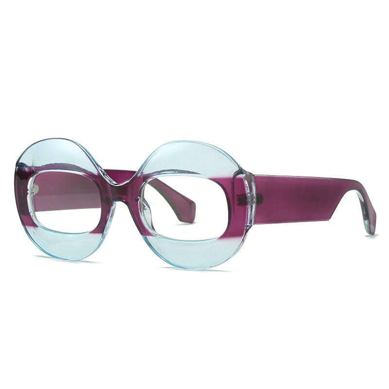 SO&EI Fashion Round Contrast Color Women Sunglasses Retro Oval Clear Gradient Lens Shades UV400 Men Trending Punk Sun Glasses - KIMLUD