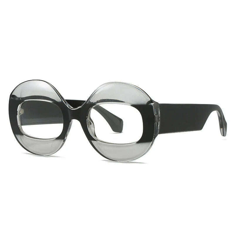 SO&EI Fashion Round Contrast Color Women Sunglasses Retro Oval Clear Gradient Lens Shades UV400 Men Trending Punk Sun Glasses - KIMLUD