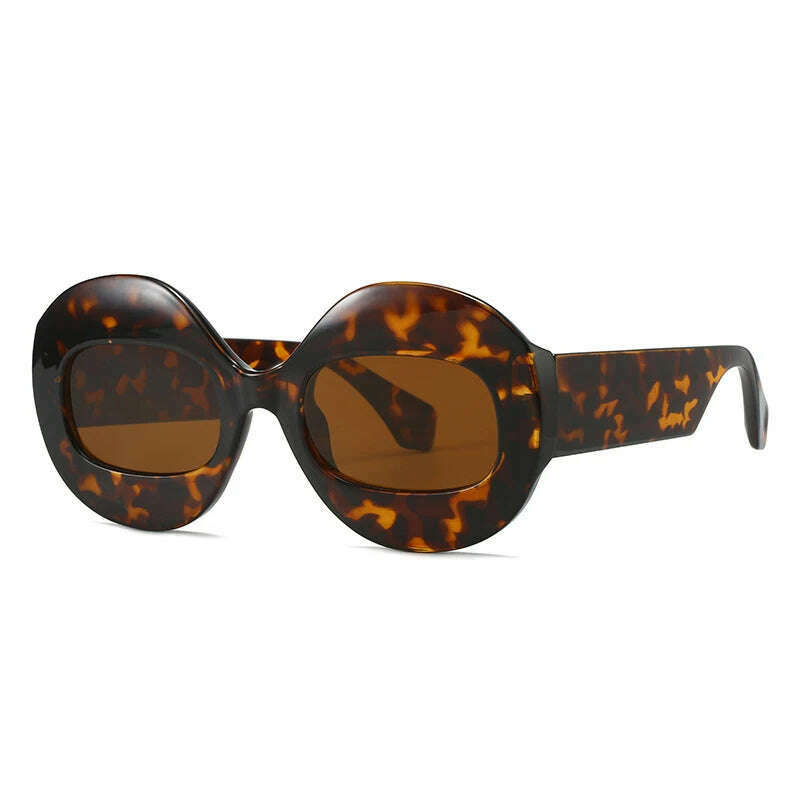 SO&EI Fashion Round Contrast Color Women Sunglasses Retro Oval Clear Gradient Lens Shades UV400 Men Trending Punk Sun Glasses - KIMLUD