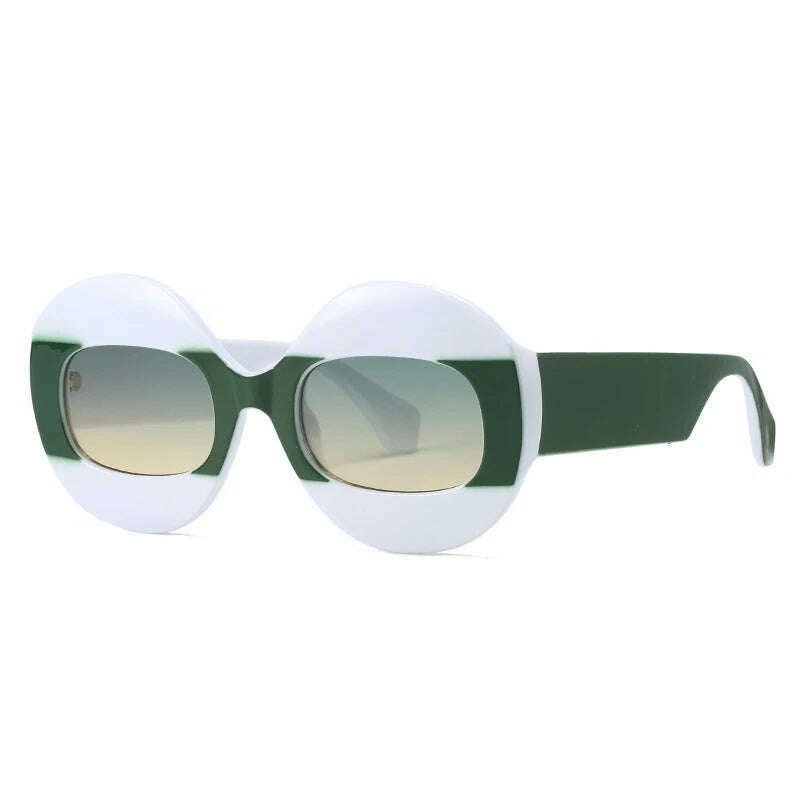 SO&EI Fashion Round Contrast Color Women Sunglasses Retro Oval Clear Gradient Lens Shades UV400 Men Trending Punk Sun Glasses - KIMLUD
