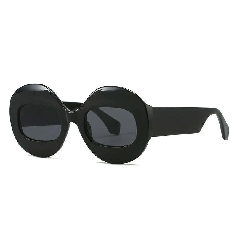 SO&EI Fashion Round Contrast Color Women Sunglasses Retro Oval Clear Gradient Lens Shades UV400 Men Trending Punk Sun Glasses - KIMLUD